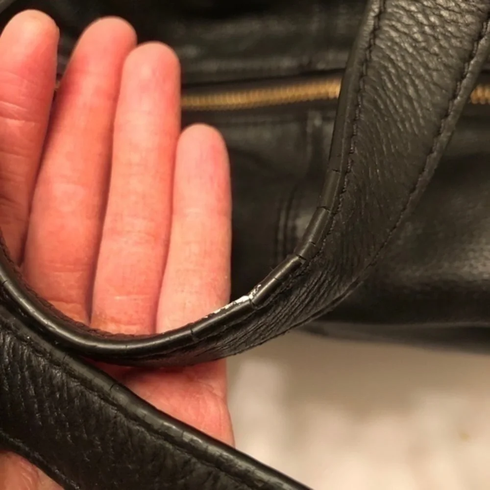 Michael kors black leather slouchy tote bag